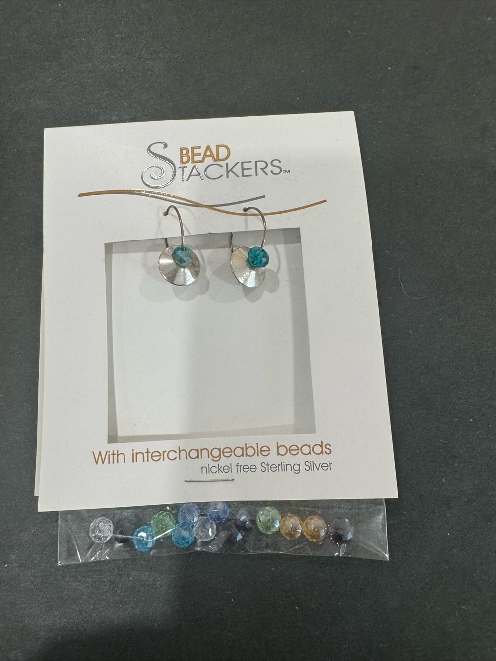 Sterling Silver Dangle Earrings with Blue Bead